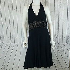 Jones New York Black Halter Dress SZ 14 NEW